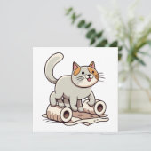 Katzenspielen mit Toilettenpapier (Stehend Vorderseite)