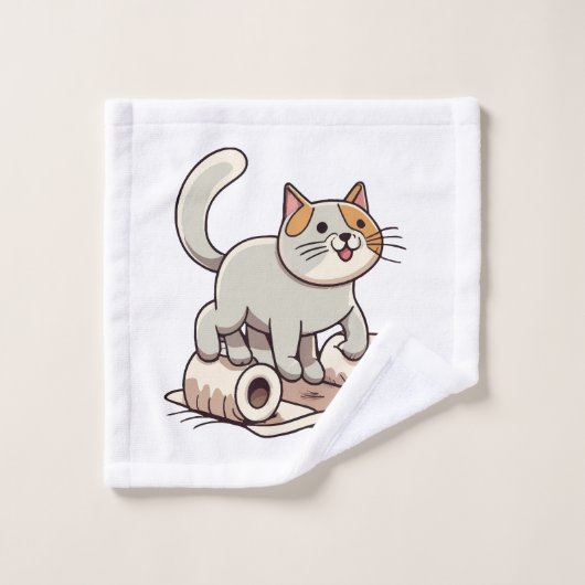 Katzenspielen mit Toilettenpapier Waschlappen (Waschlappen)