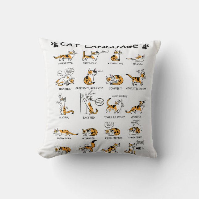 Katzensprache, lustiges Katzen Kitten, Liebe Katze Kissen (Vorderseite)