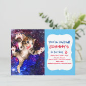 Katzensprung im Weltraum Einladung (Stehend Vorderseite)