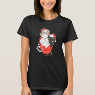 Katzenstapel auf Becher Weihnachten Pyjama Süße Ka T-Shirt