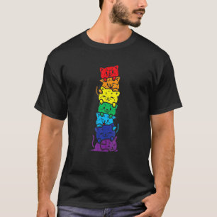 Katzenstapel Regenbogen Schwul Stolz Niedlich Lgb T-Shirt