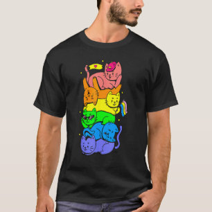 Katzenstapel Regenbogen Schwul Stolz Niedlich LGBT T-Shirt