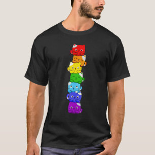 Katzenstapel Regenbogen Schwul Stolz Niedlich Lgbt T-Shirt