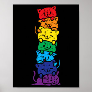 Katzenstapel Regenbogen Schwul Stolz Süß Lgbt Tier Poster