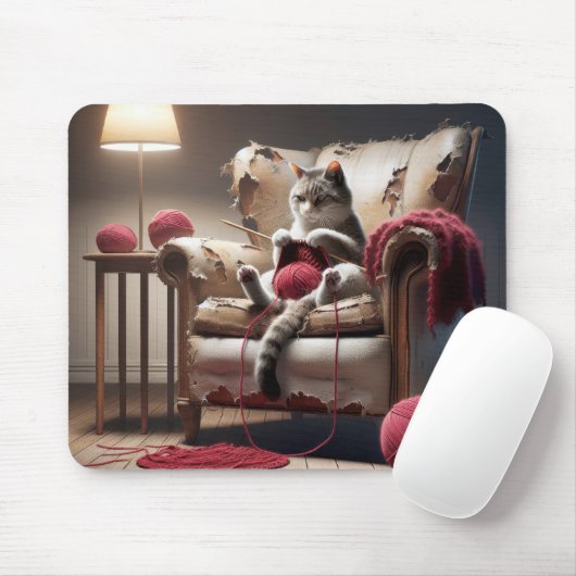 Katzenstich im alten Stuhl Mousepad (Mit Mouse)