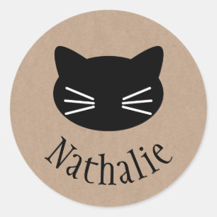 Katzensymbol auf dem Aufkleber für braunes Papier