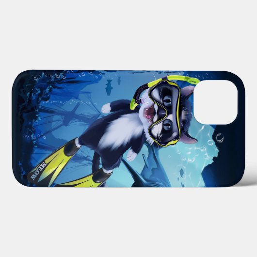 Katzentaucher und Haifisch, der lächelt Case-Mate iPhone Hülle (Rückseite (Horizontal))