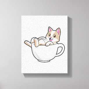 Katzentee-Tasse Leinwanddruck