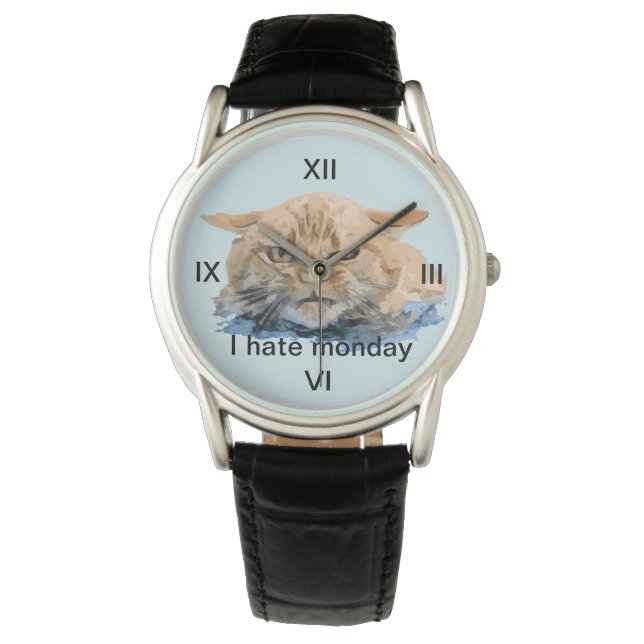 Katzenuhr Armbanduhr (Vorderseite)