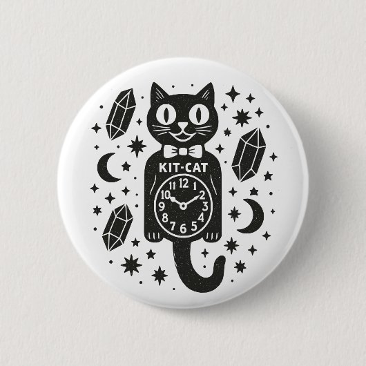 Katzenuhr Button (Vorderseite)
