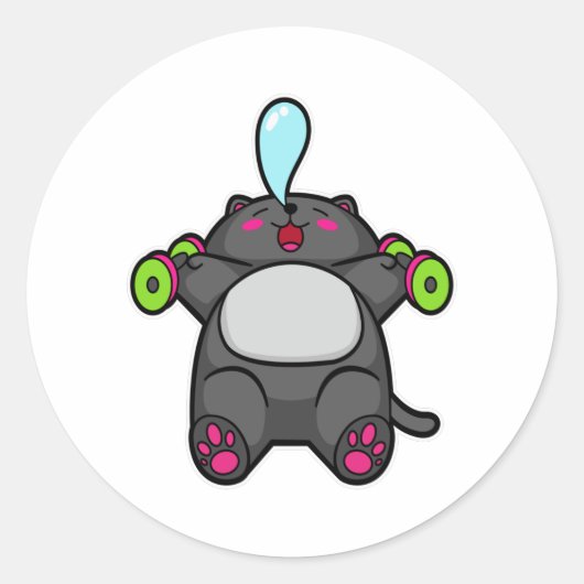 Katzenunterricht am Brustkorb mit Dumbells Runder Aufkleber (Vorderseite)