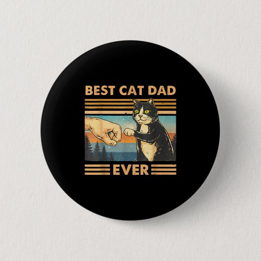 Katzenvater Vintage-Katze Faustschlag lustiger Kat Button (Vorderseite)