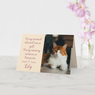 Katzenverlust-Mitgefühlskarte mit Haustierfoto und Karte