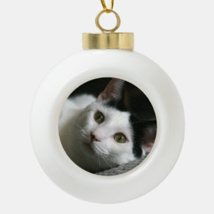 Katzenverzierung Keramik Kugel-Ornament