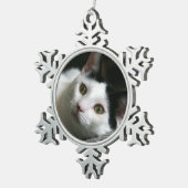 Katzenverzierung Schneeflocken Zinn-Ornament (Rechts)