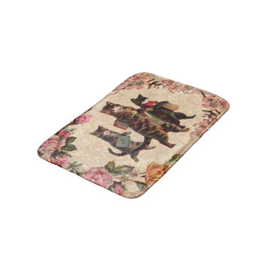 KatzenVintage Hübsche antike Kätzchen Badematte (Schrägansicht)