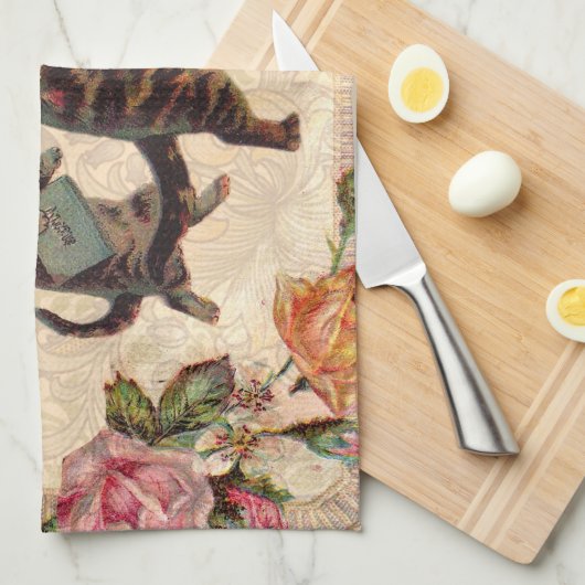 KatzenVintage Hübsche antike Kätzchen Handtuch (Viertel Falte)