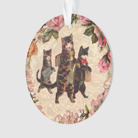 KatzenVintage Hübsche antike Kätzchen Ornament (Vorderseite)