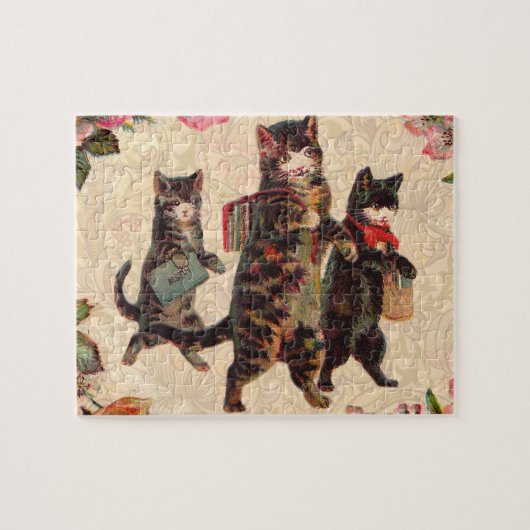 KatzenVintage Hübsche antike Kätzchen Puzzle (Horizontal)