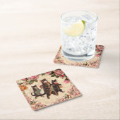 KatzenVintage Hübsche antike Kätzchen Rechteckiger Pappuntersetzer (Vor Ort)