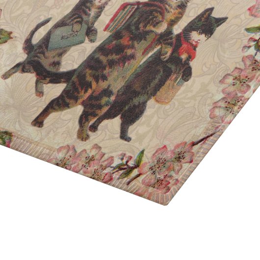 KatzenVintage Hübsche antike Kätzchen Schneidebrett (Ecke)