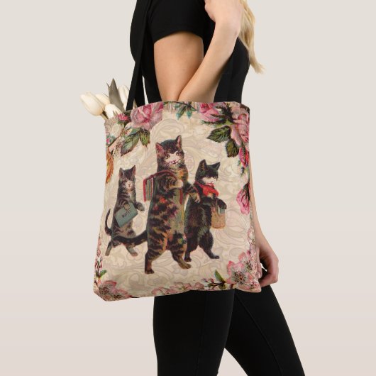 KatzenVintage Hübsche antike Kätzchen Tasche (Von Nahem)