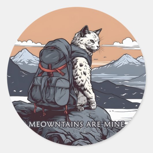 Katzenwandern Bergsteigen gehört mir Runder Aufkleber (Vorderseite)