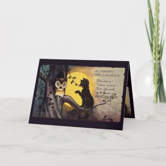 Katzenwarnkarte Halloween-Grußkarte Karte (Vorderseite)