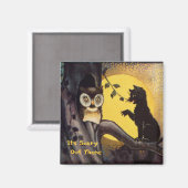 Katzenwarnung Eule Halloween Magnet (Vorderseite/Rückseite)