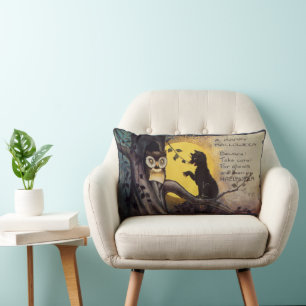 Katzenwarnung Eule Vintage Halloween Kissen