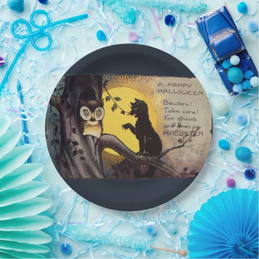 Katzenwarnung Halloween-Teller Pappteller (Party)