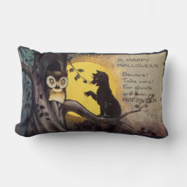 Katzenwarnung Vintages Halloween-Lumbalkissen Lendenkissen