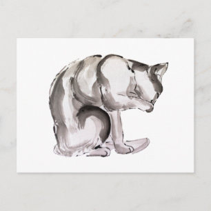 Katzenwaschanlage Farbe Postkarte