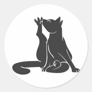 Katzenwaschen - Farbe wählen Runder Aufkleber