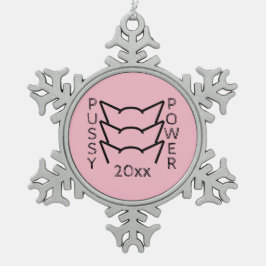 Katzenweibchen Ohren rosa Widerstandskraft Frauen  Schneeflocken Zinn-Ornament