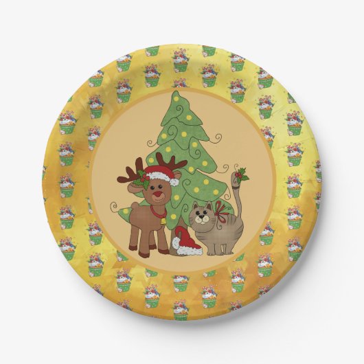 Katzenweihnachten Pappteller (Vorderseite)