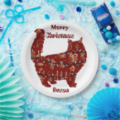 KatzenWeihnachtsgeschenk, personalisierter Name an Pappteller (Party)
