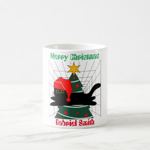KatzenWeihnachtsgeschenke, personalisierter Name Kaffeetasse