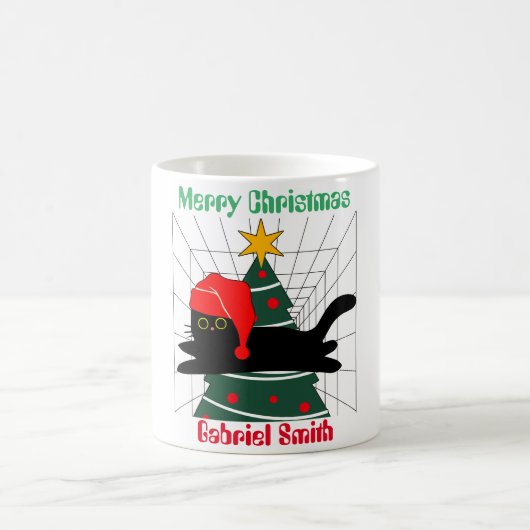KatzenWeihnachtsgeschenke, personalisierter Name Kaffeetasse (Mittel)