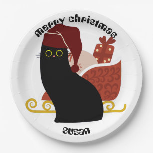 KatzenWeihnachtsgeschenke, personalisierter Name Pappteller