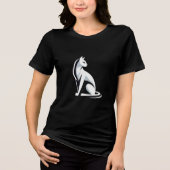 Katzenweiße Silhouette Tri-Blend Shirt (Vorderseite)