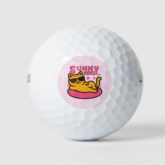 Katzenwelse Cartoon in sonnendurchfluteter Stimmun Golfball (Vorderseite)