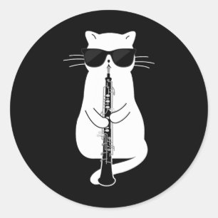 Katzenwelse Oboe spielen Runder Aufkleber