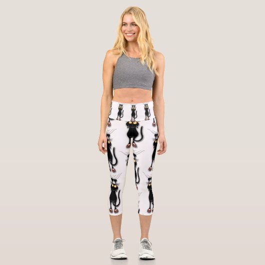 Katzenwitterungsstoff Capri Leggings (Vorderseite)