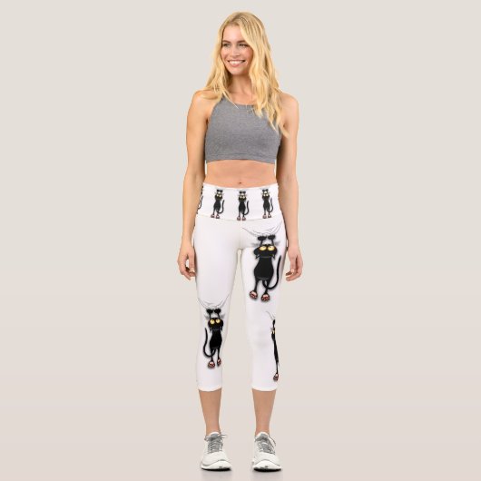 Katzenwitterungsstoff Capri Leggings (Vorderseite)