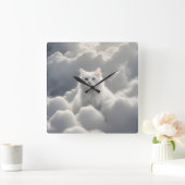 Katzenwolke Quadratische Wanduhr (Zuhause)