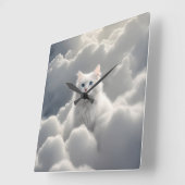 Katzenwolke Quadratische Wanduhr (Winkel)