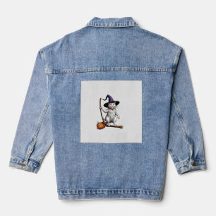 Katzenzauberer Halloween Hexe Mystische Katzenlieb Jeansjacke