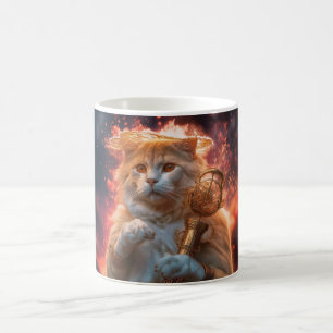 Katzenzauberer mit magischem Stab inmitten von Fla Kaffeetasse